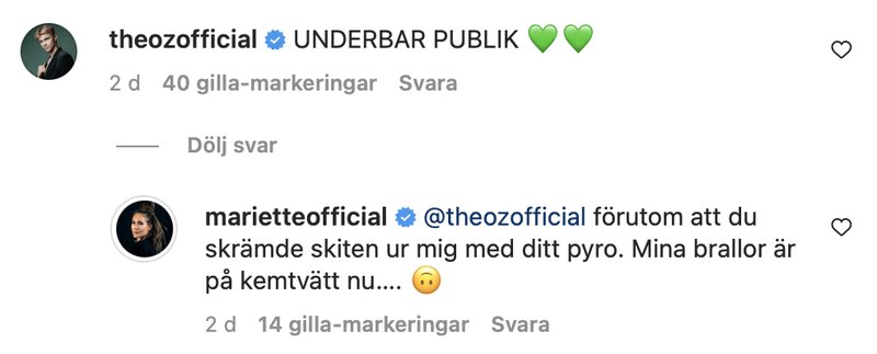 Theoz och Mariette i kommentarsfältet Theoz och Mariette i kommentarsfältet